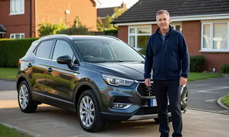 Car delivered to a driveway in Chesterfield, Derbyshire, United Kingdom
