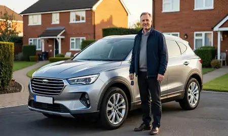 Car delivered to a driveway in Derby, Derbyshire, United Kingdom