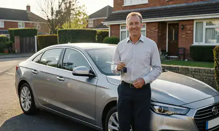 Car delivered to a driveway in Ilkeston, Derbyshire, United Kingdom