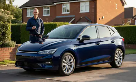 Car delivered to a driveway in Long Eaton, Derbyshire, United Kingdom