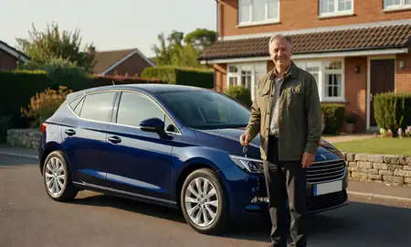 Car delivered to a driveway in Exmouth, Devon, United Kingdom