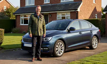 Customer with their delivered car in Plymouth, Devon, United Kingdom