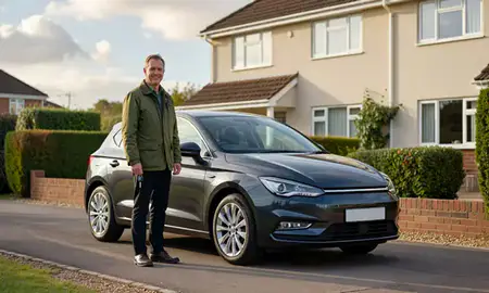 Car delivered to a driveway in Plymouth, Devon, United Kingdom