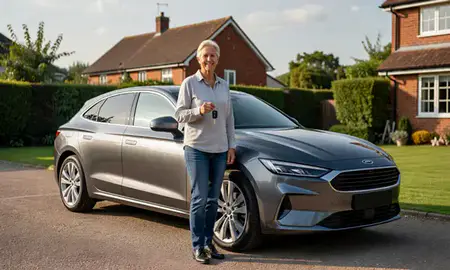 Car delivered to a driveway in Dorset, United Kingdom