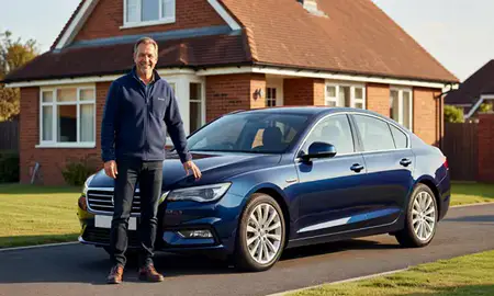 Customer with their delivered car in Bournemouth, Dorset, United Kingdom