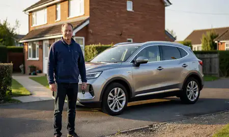Car delivered to a driveway in Christchurch, Dorset, United Kingdom