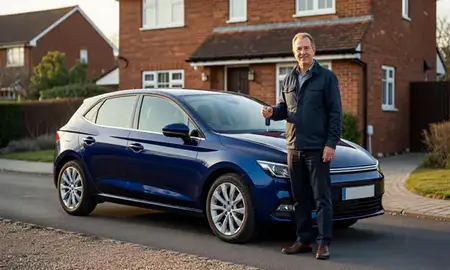 Car delivered to a driveway in Weymouth, Dorset, United Kingdom