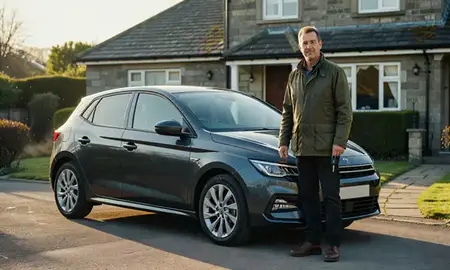 Car delivered to a driveway in Dyfed, United Kingdom