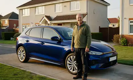 Car delivered to a driveway in Kilmarnock, East Ayrshire, United Kingdom
