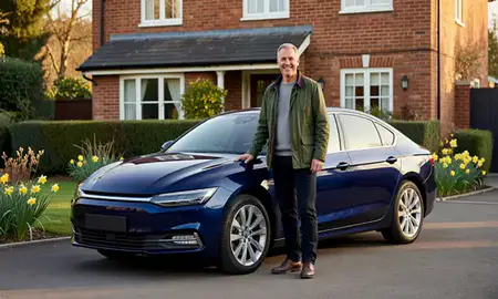 Customer with their delivered car in East Riding of Yorkshire, United Kingdom