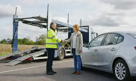 Vehicle owner beside their delivered car in East Riding of Yorkshire, United Kingdom