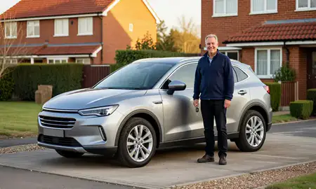 Car delivered to a driveway in Kingston upon Hull, East Riding of Yorkshire, United Kingdom