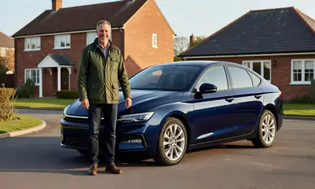 Customer with their delivered car in East Sussex, United Kingdom