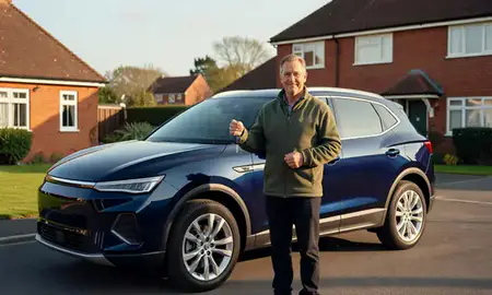 Car delivered to a driveway in East Sussex, United Kingdom