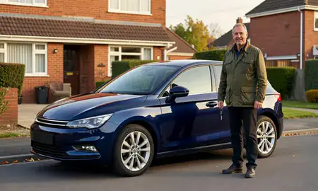 Car delivered to a driveway in Bexhill-on-Sea, East Sussex, United Kingdom
