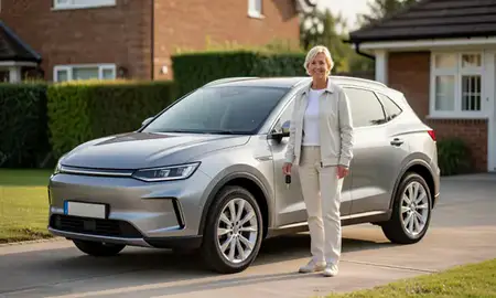 Car delivered to a driveway in Eastbourne, East Sussex, United Kingdom