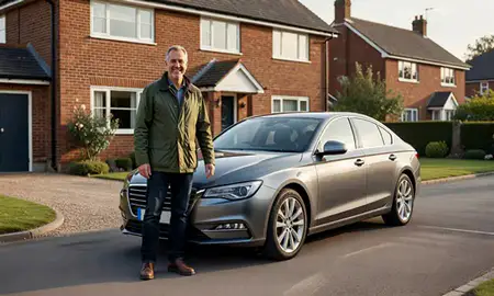 Customer with their delivered car in Hastings, East Sussex, United Kingdom