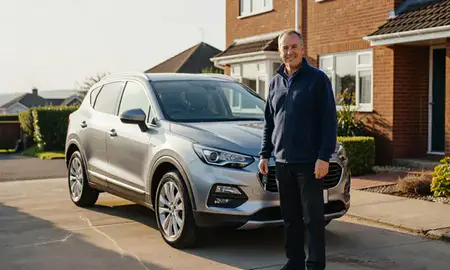 Car delivered to a driveway in Hastings, East Sussex, United Kingdom