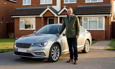 Customer with their delivered car in Basildon, Essex, United Kingdom