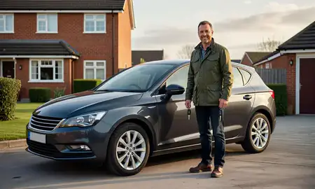 Car delivered to a driveway in Braintree, Essex, United Kingdom