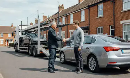 Vehicle owner beside their delivered car in Brentwood, Essex, United Kingdom