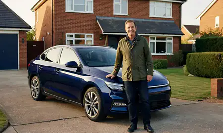 Customer with their delivered car in Canvey Island, Essex, United Kingdom