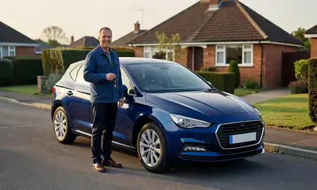 Car delivered to a driveway in Canvey Island, Essex, United Kingdom