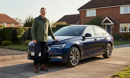 Customer with their delivered car in Colchester, Essex, United Kingdom