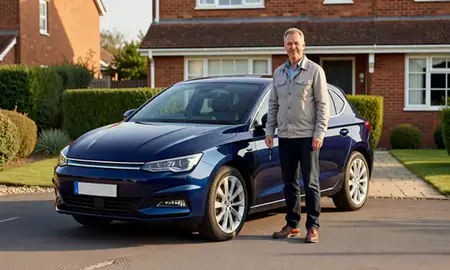 Car delivered to a driveway in Grays, Essex, United Kingdom