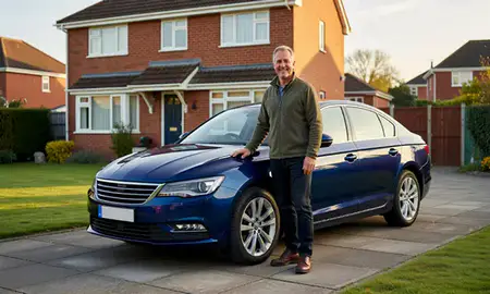 Customer with their delivered car in Rayleigh, Essex, United Kingdom