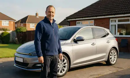 Car delivered to a driveway in Southend-on-Sea, Essex, United Kingdom