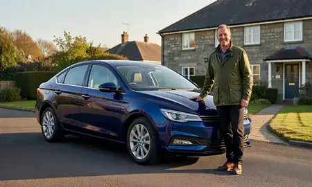 Customer with their delivered car in Fife, United Kingdom