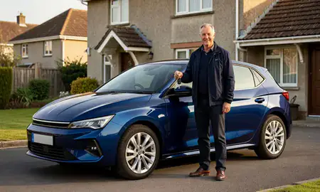 Car delivered to a driveway in Dunfermline, Fife, United Kingdom