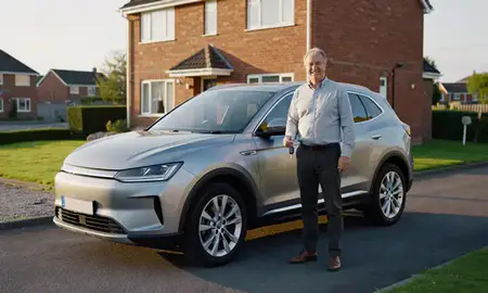 Car delivered to a driveway in Glenrothes, Fife, United Kingdom