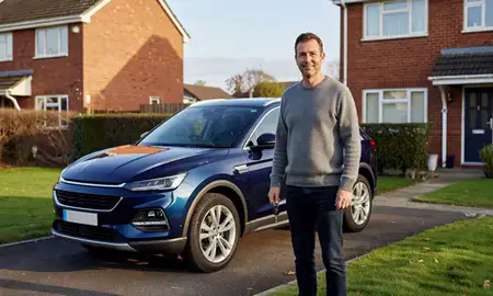 Car delivered to a driveway in Kirkcaldy, Fife, United Kingdom
