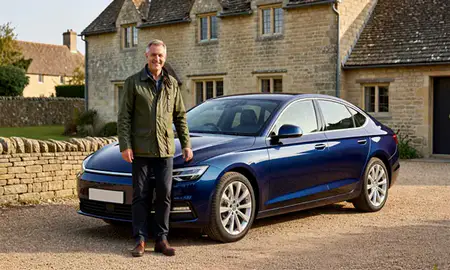 Customer with their delivered car in Gloucestershire, United Kingdom