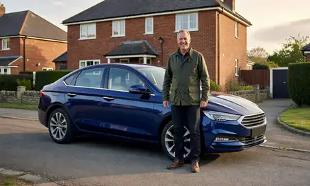 Customer with their delivered car in Filton, Gloucestershire, United Kingdom