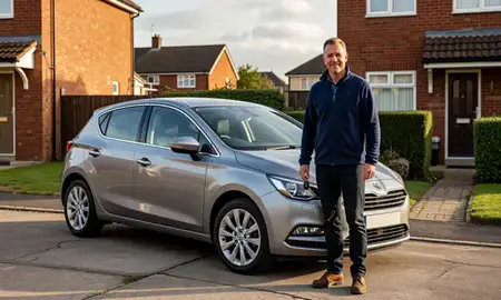 Car delivered to a driveway in Greater Manchester, United Kingdom