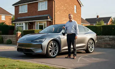 Car delivered to a driveway in Altrincham, Greater Manchester, United Kingdom