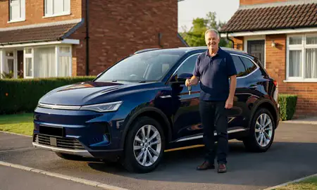 Car delivered to a driveway in Ashton-under-Lyne, Greater Manchester, United Kingdom
