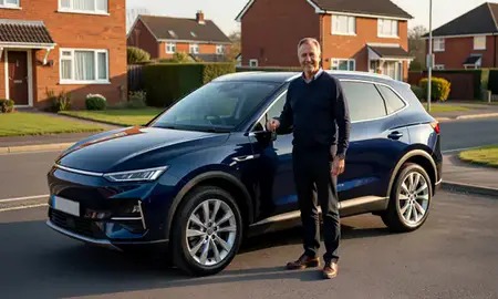 Car delivered to a driveway in Bury, Greater Manchester, United Kingdom