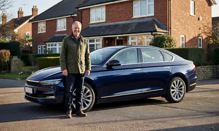 Customer with their delivered car in Denton, Greater Manchester, United Kingdom