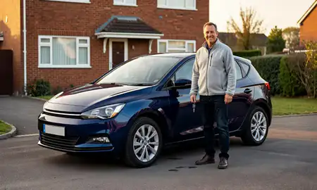 Car delivered to a driveway in Eccles, Greater Manchester, United Kingdom