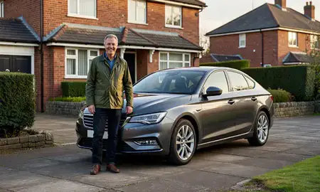 Customer with their delivered car in Middleton, Greater Manchester, United Kingdom