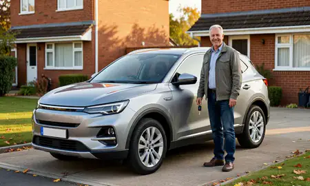 Car delivered to a driveway in Oldham, Greater Manchester, United Kingdom