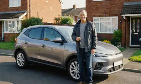 Car delivered to a driveway in Rochdale, Greater Manchester, United Kingdom
