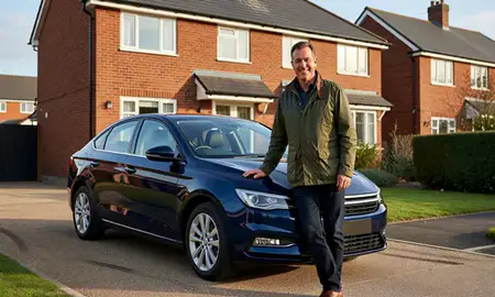 Customer with their delivered car in Salford, Greater Manchester, United Kingdom