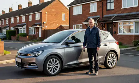 Car delivered to a driveway in Salford, Greater Manchester, United Kingdom