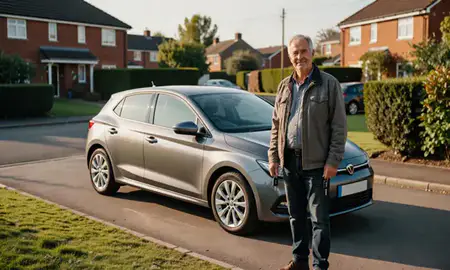 Car delivered to a driveway in Stockport, Greater Manchester, United Kingdom