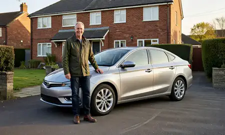 Customer with their delivered car in Wigan, Greater Manchester, United Kingdom
